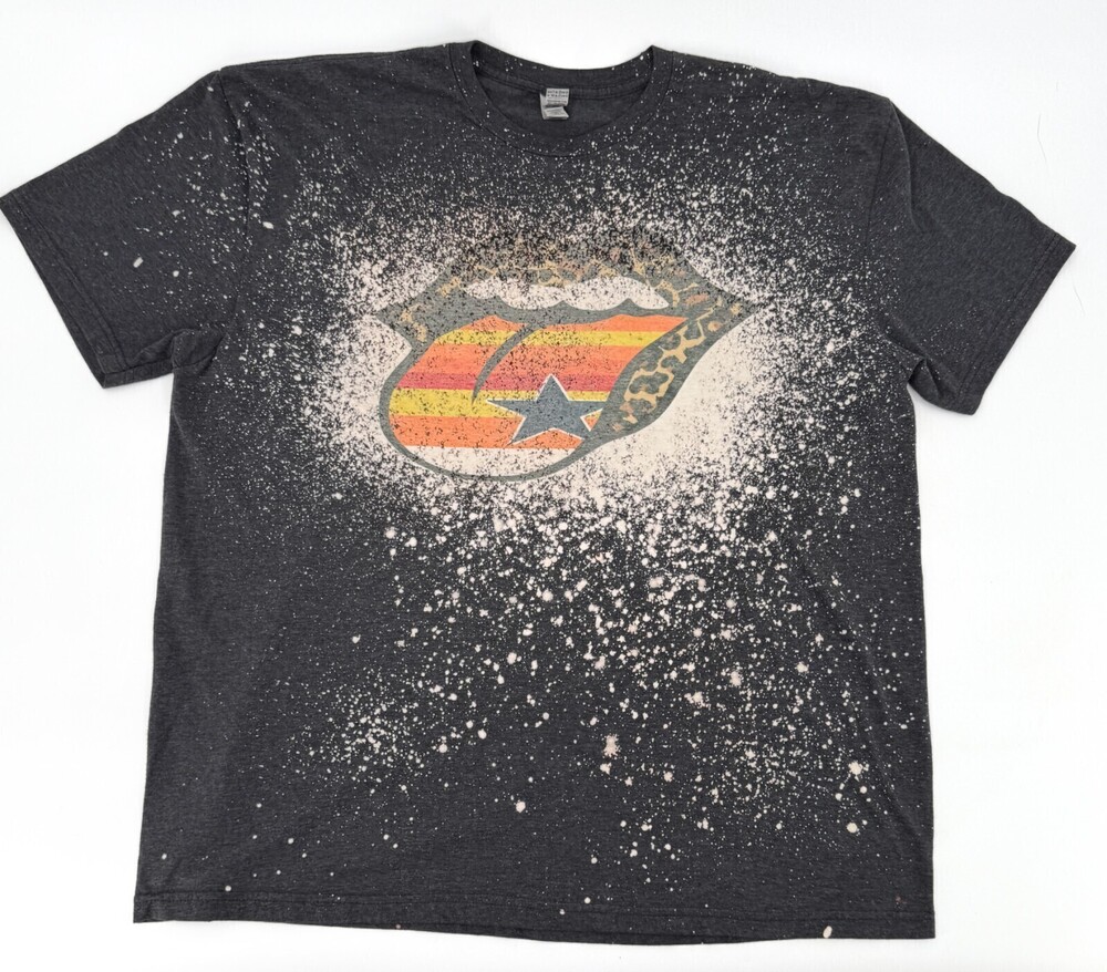 Baseball Rock Tongue Shirt Womens 2XL XXL Gray Graphic Print Baseball 80s rock